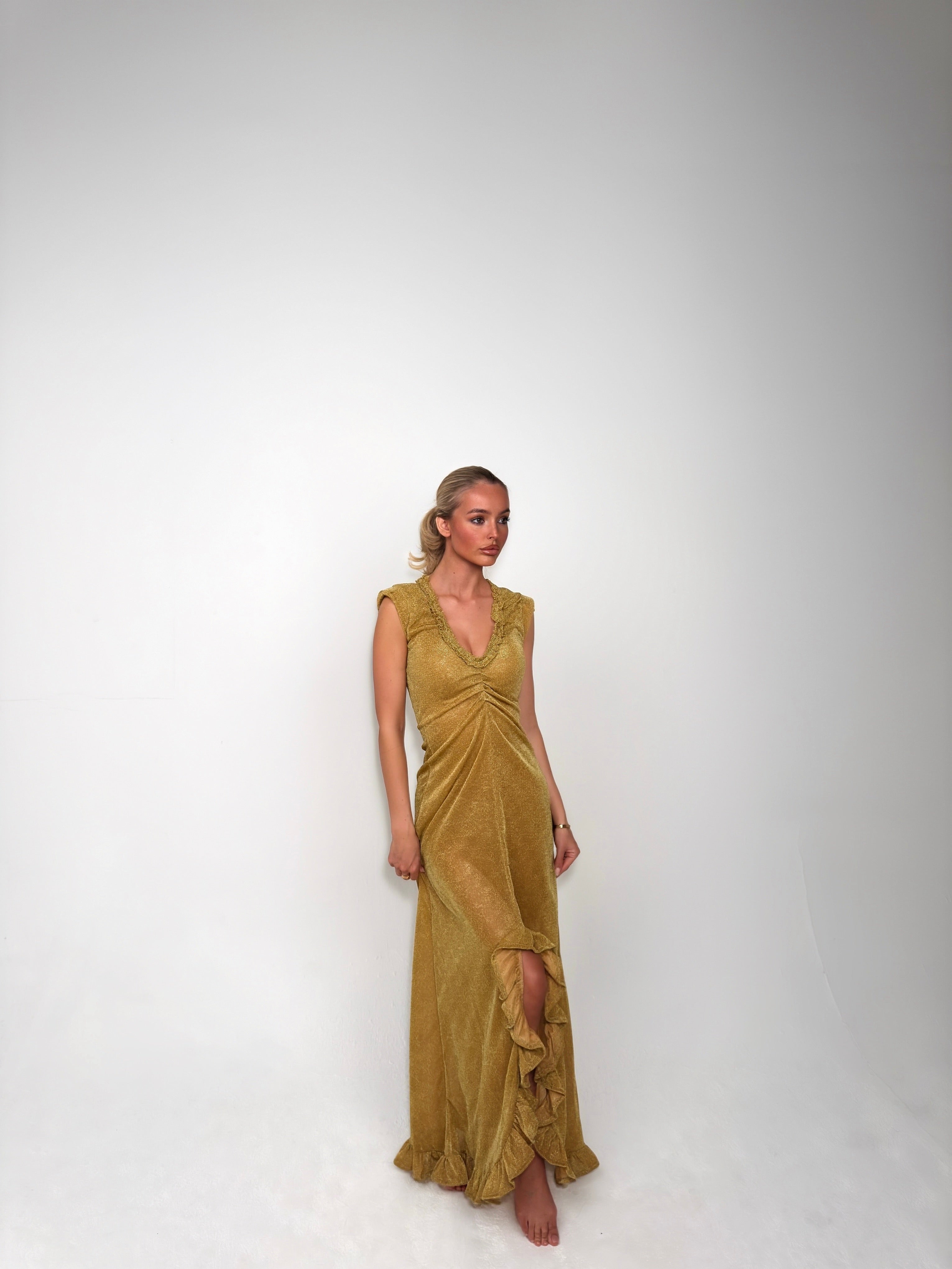 The Gold Shimmer Flow Dress