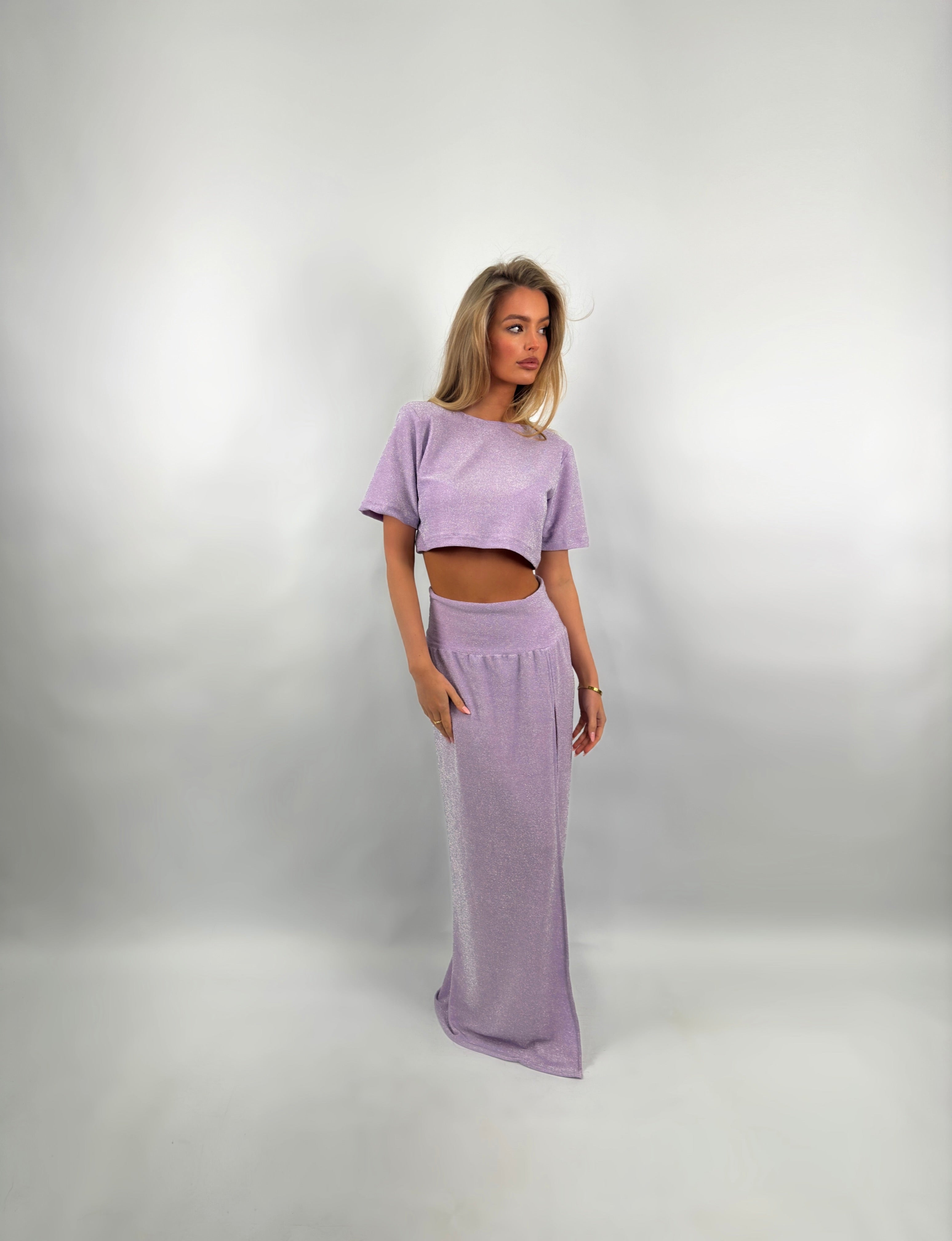 The Lilac Shimmer Top & Skirt