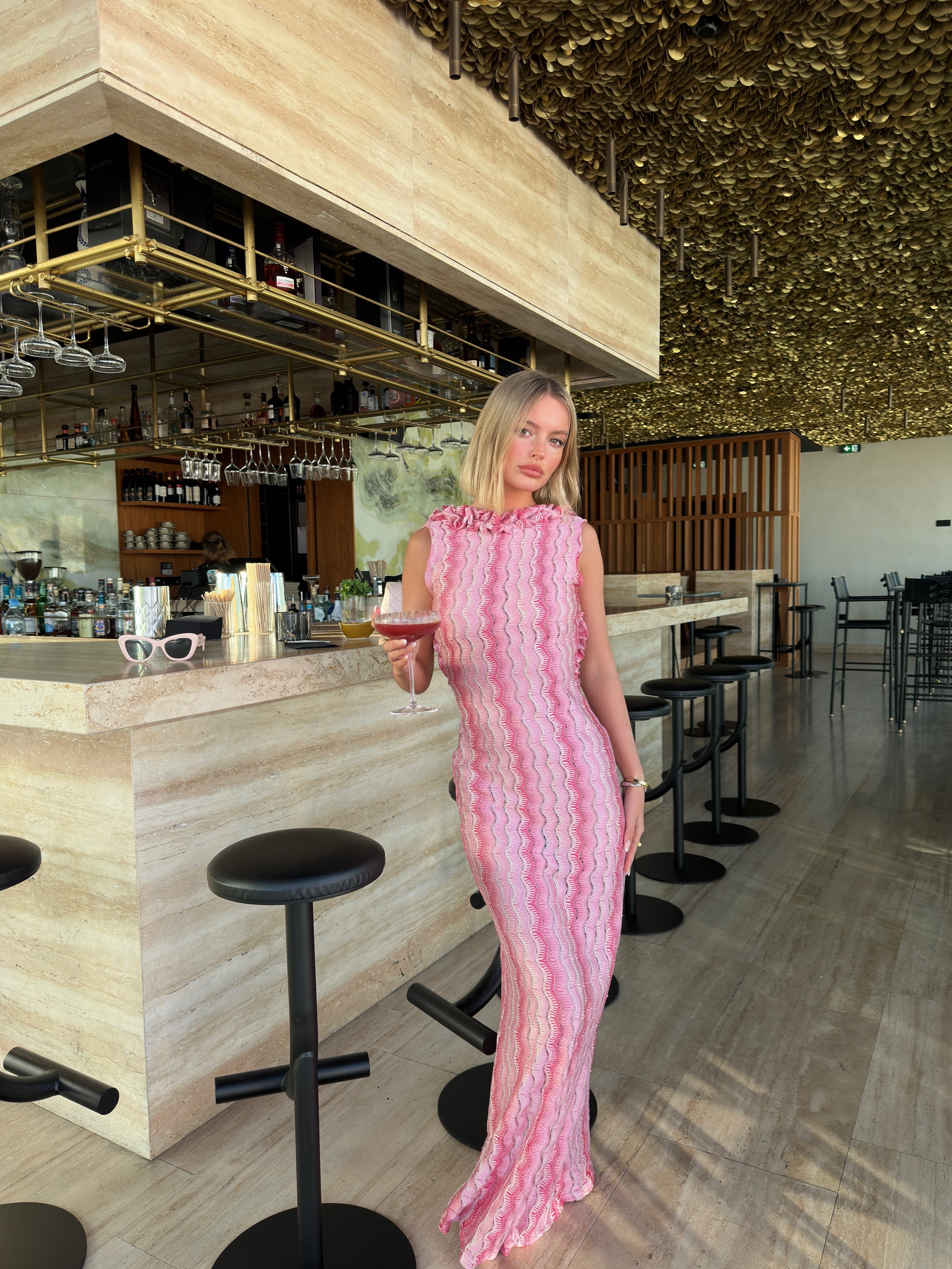 The Pink Backless Ruffle Dress image 1