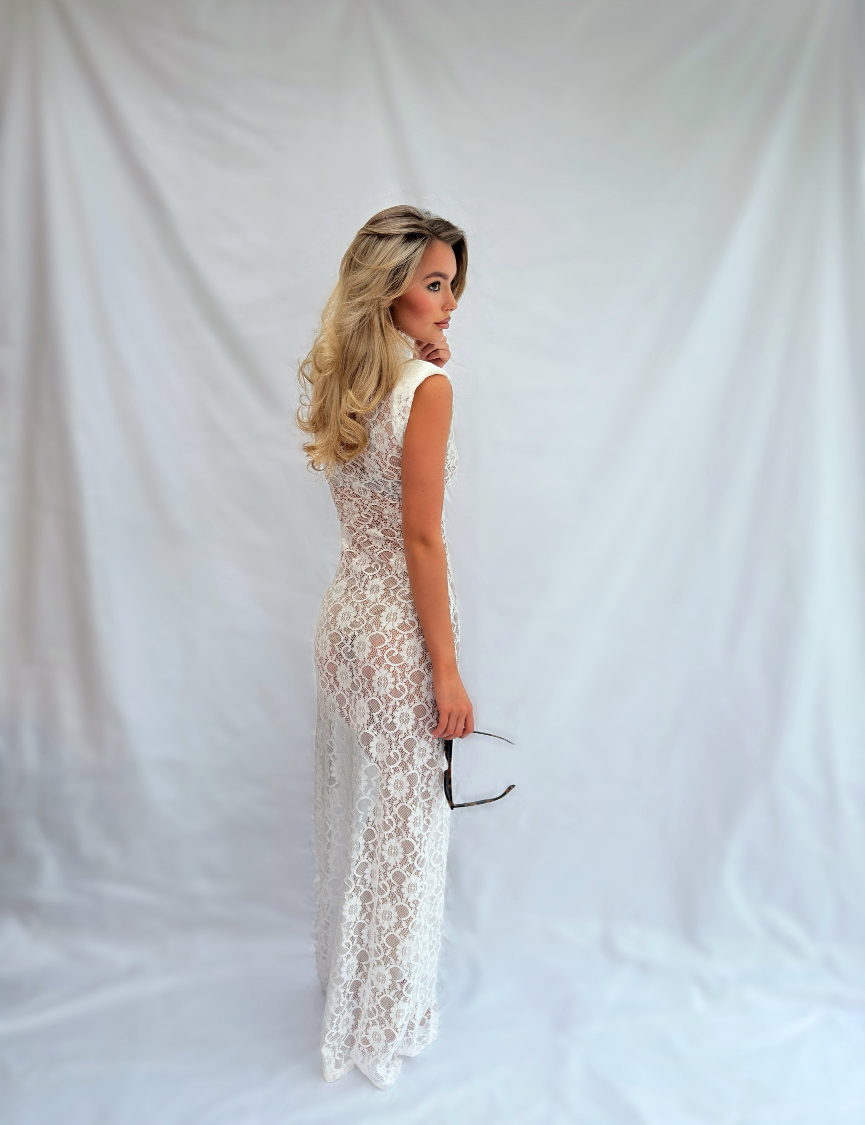 The White Lace Ruffle Dress